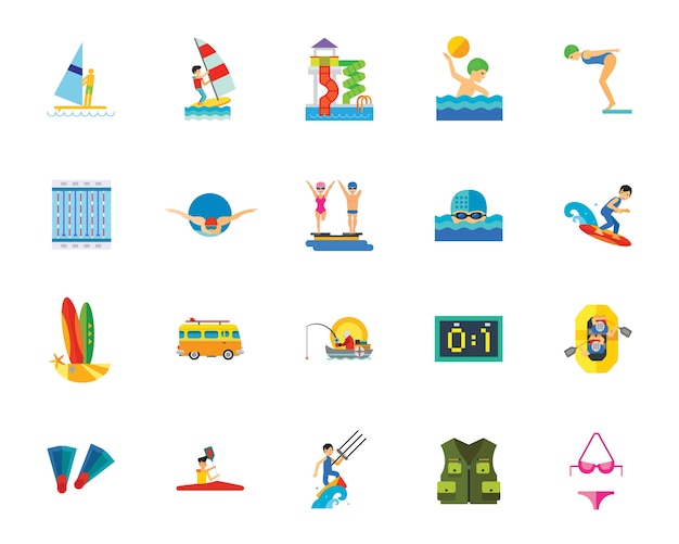 Water sport icon set