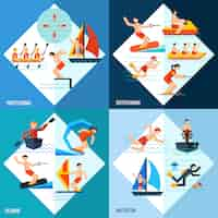 Free vector water sports set