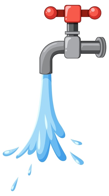Vettore gratuito rubinetto dell'acqua isolato su sfondo bianco