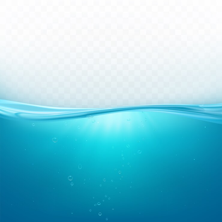 Free Vector water wave surface, liquid ocean line or sea underwater level with air bubbles background, blue fresh aqua in motion