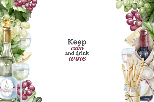 Watercoler wine party background