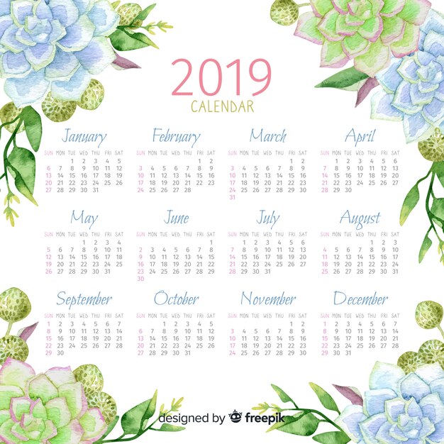 Календарь акварели 2019
