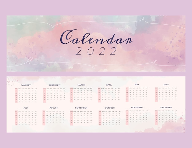 Watercolor 2022 calendar template