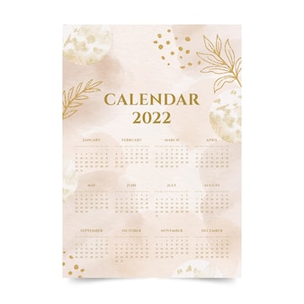Watercolor 2022 calendar template