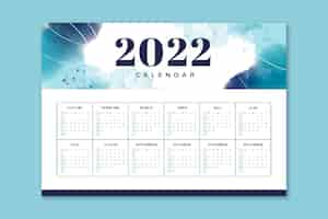 Vettore gratuito modello di calendario dell'acquerello 2022