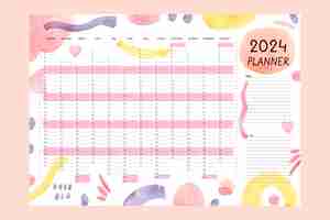 Free vector watercolor 2024 annual planner template