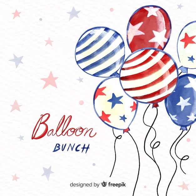 Free vector watercolor 4th of july - independence day background with balloons