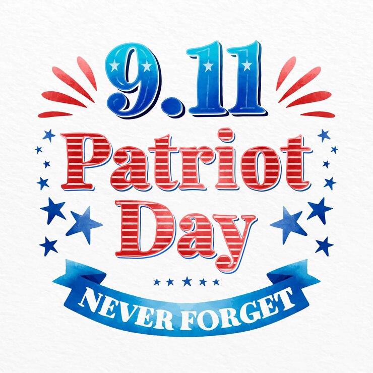 Free Vector watercolor 9.11 patriot day lettering
