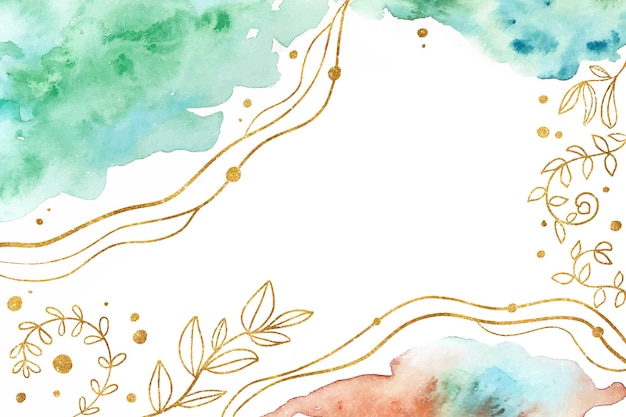 Watercolor abstract background with leaves