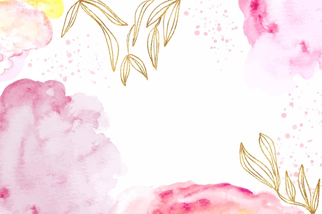 Watercolor abstract background with leaves