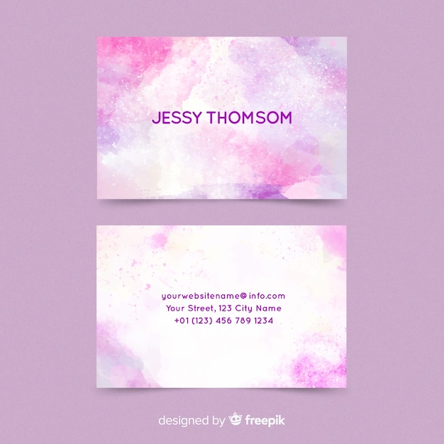 Watercolor abstract business card template