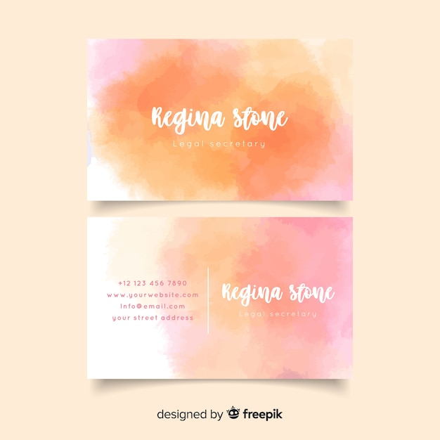 Watercolor abstract business card template