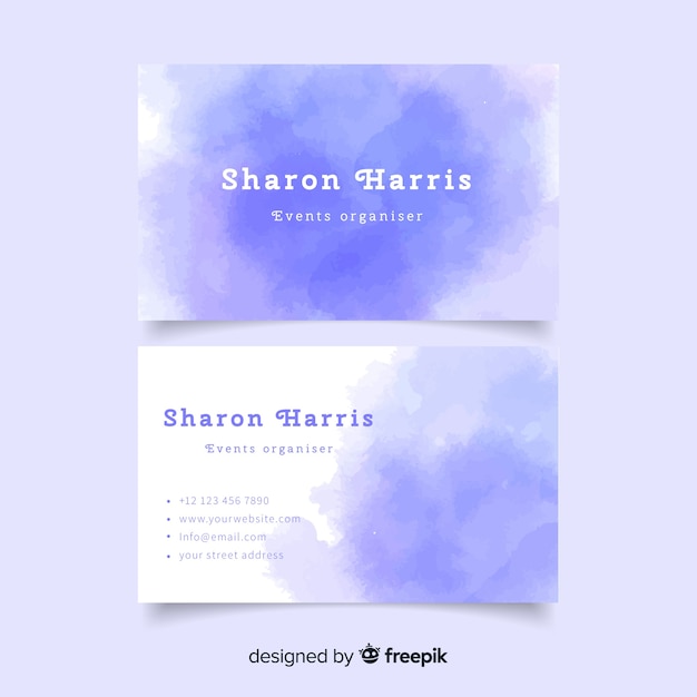 Watercolor abstract business card template