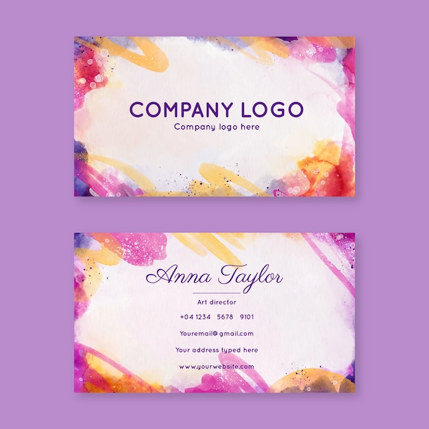 Watercolor abstract business card template