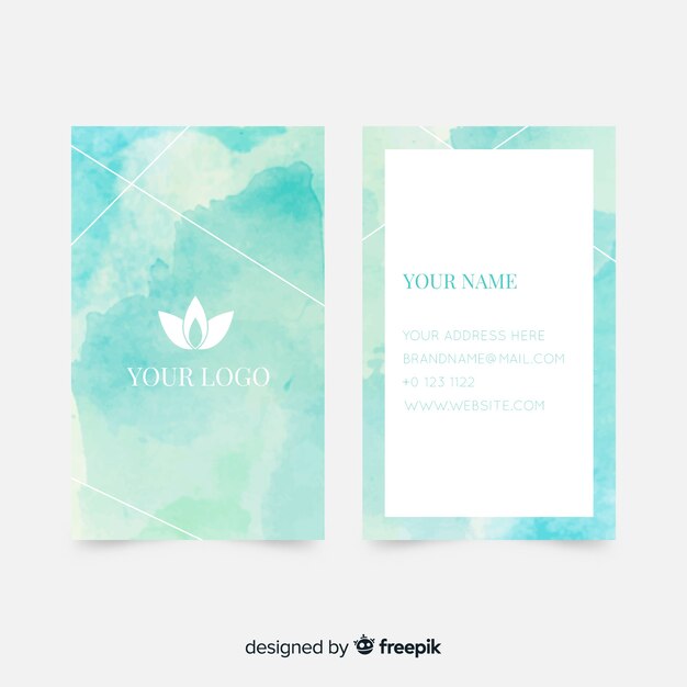 Watercolor abstract business card template