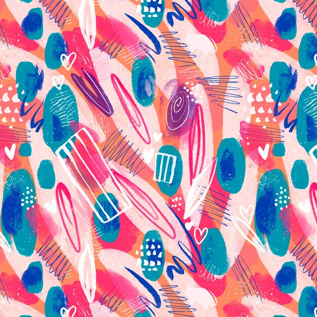 Watercolor abstract doodle pattern design