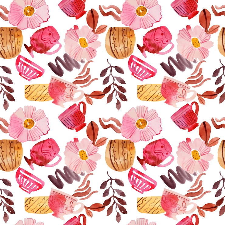 Free Vector watercolor abstract doodle pattern