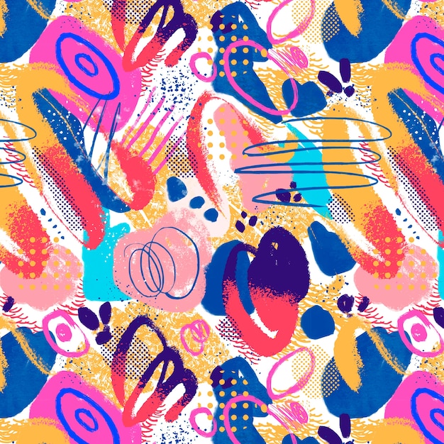 Watercolor abstract doodle pattern