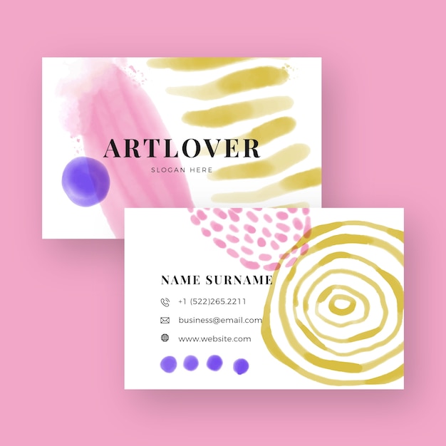 Free vector watercolor abstract double-sided horizontal business card template