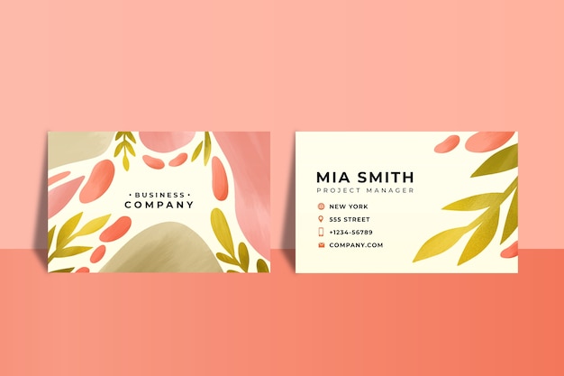 Free vector watercolor abstract double-sided horizontal business card template