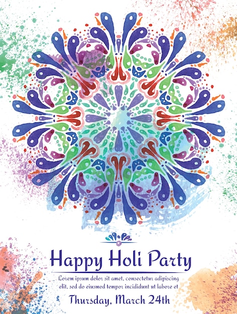 Free vector watercolor abstract shapes holi poster