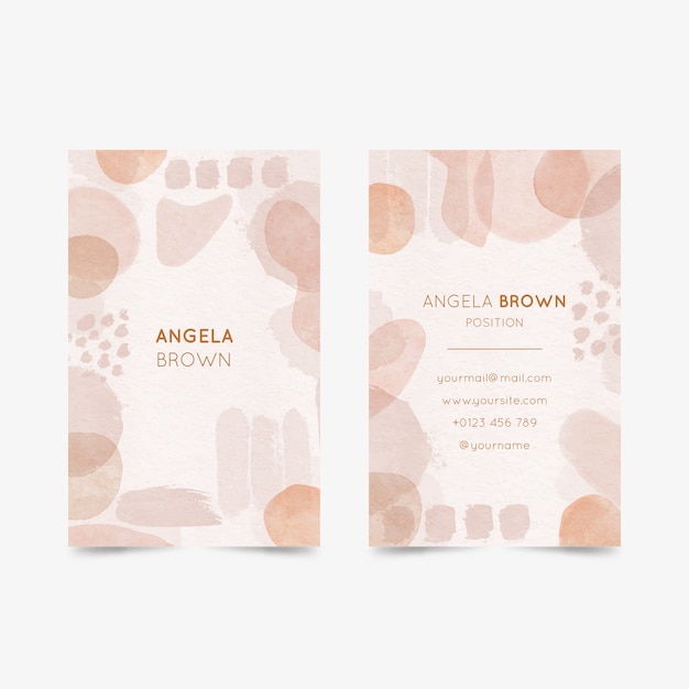 Watercolor abstract vertical business card template