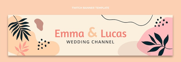 Free vector watercolor abstract wedding twitch banner