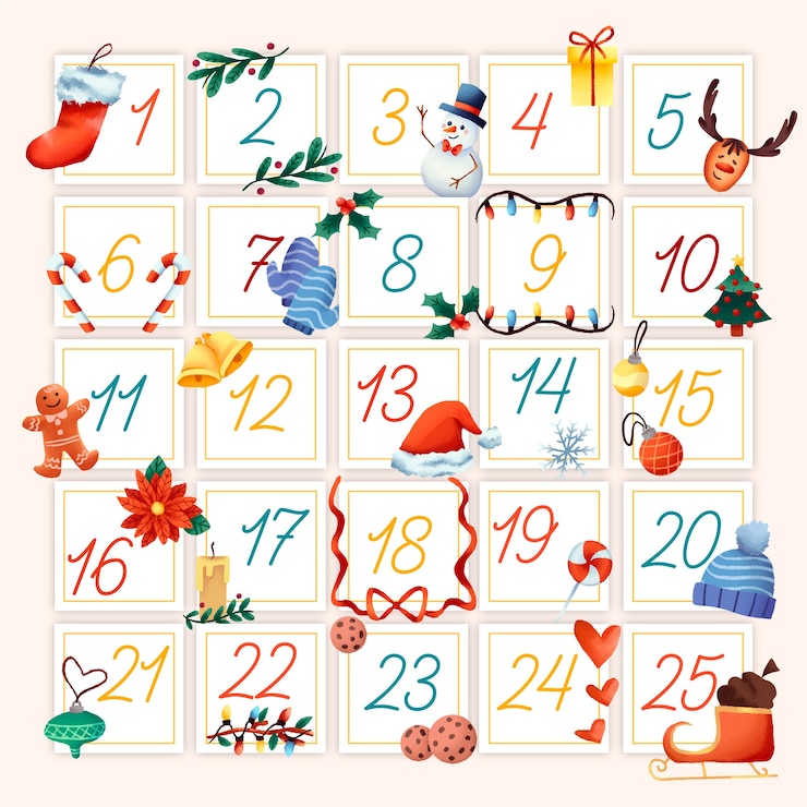 Free Vector watercolor advent calendar concept