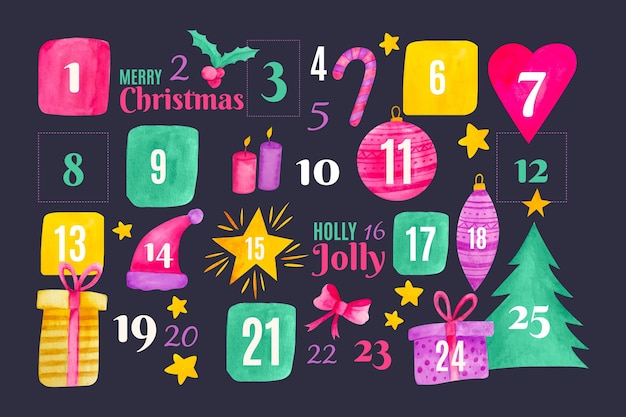 Watercolor advent calendar