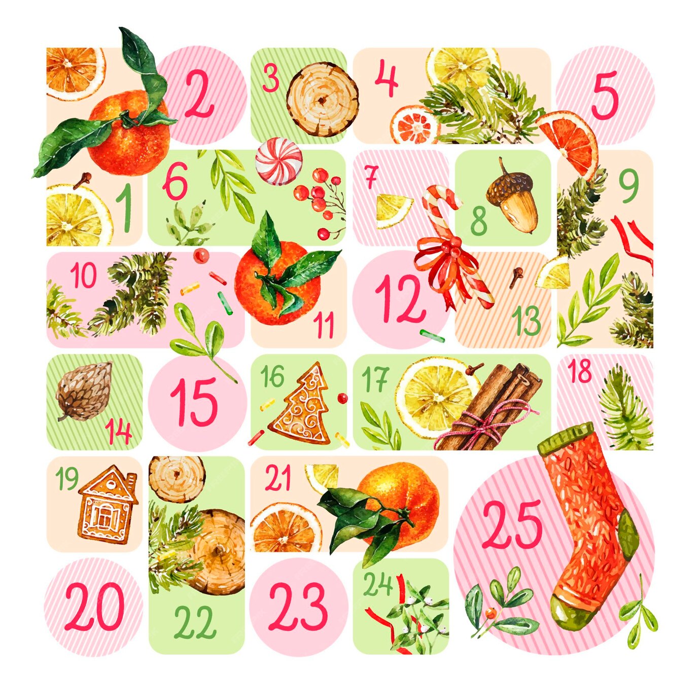 Free Vector Watercolor advent calendar