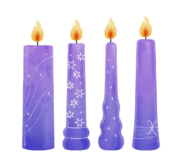 Free vector watercolor advent candles collection