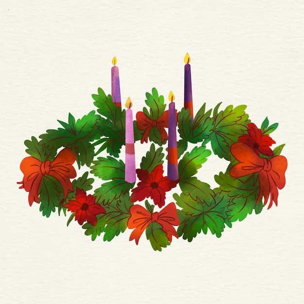Free vector watercolor advent wreath