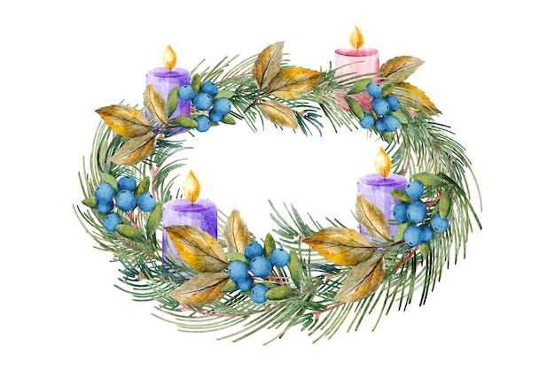 Watercolor advent wreath