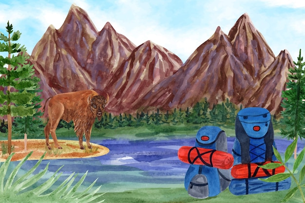 Watercolor adventure background