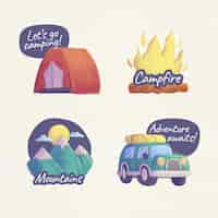 Free vector watercolor adventure badges collection