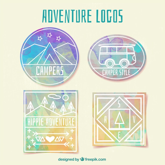 Watercolor adventure logos 
