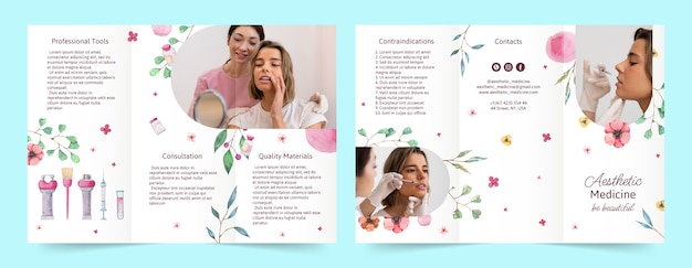 Free vector watercolor aesthetic medicine brochure