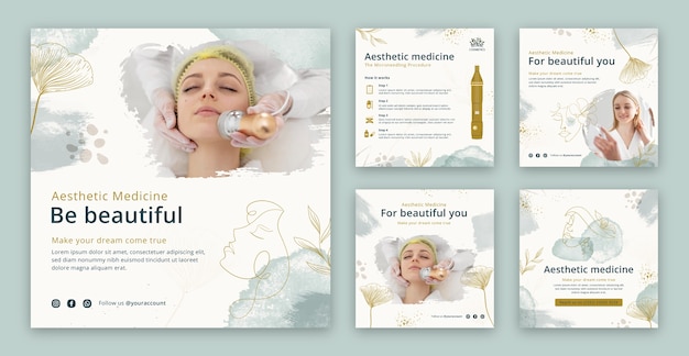 Free vector watercolor aesthetic medicine instagram post