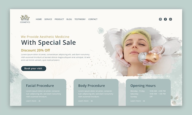 Free vector watercolor aesthetic medicine landing page