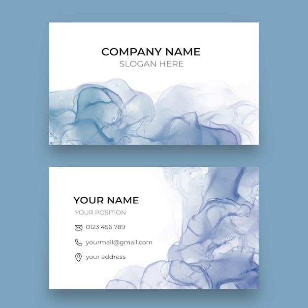 Free vector watercolor alcohol ink horizontal business card template