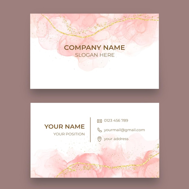 Free vector watercolor alcohol ink horizontal business card template