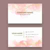 Free vector watercolor alcohol ink horizontal business card template