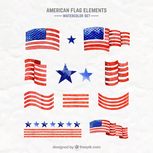 Free vector watercolor american flags