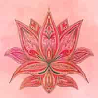 Free vector watercolor ,andala lotus flower drawing