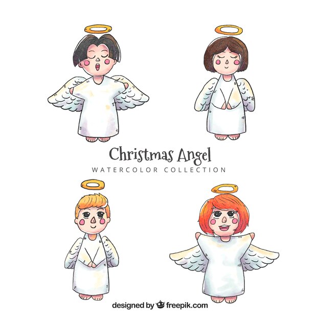 Free Vector watercolor angels pack