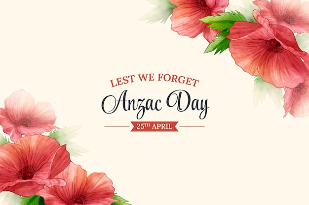 Free vector watercolor anzac day lest we forget background