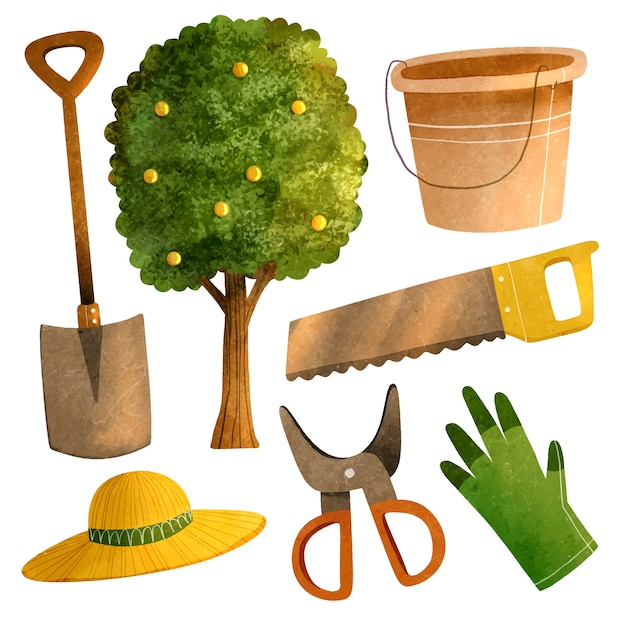 Free vector watercolor arbor day elements collection