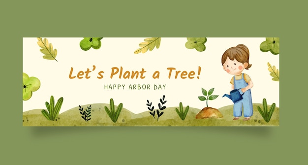 Watercolor arbor day horizontal banner template