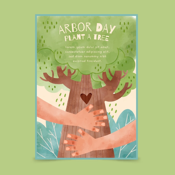 Free Vector watercolor arbor day vertical poster template