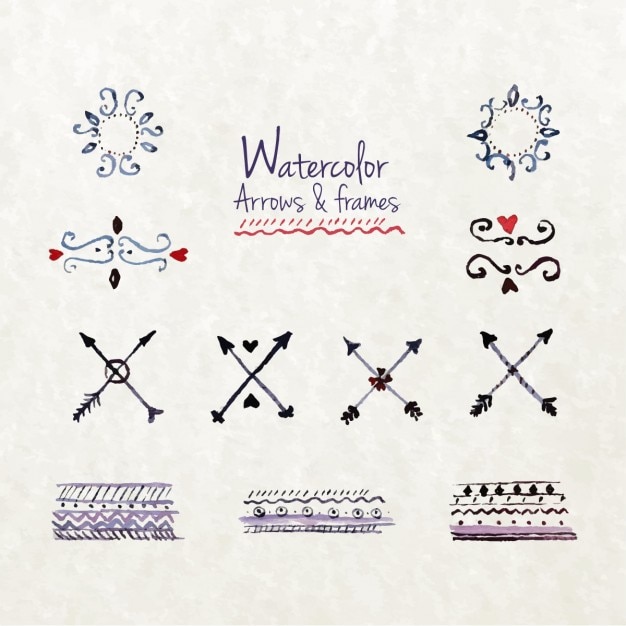 Free vector watercolor arrows and frames